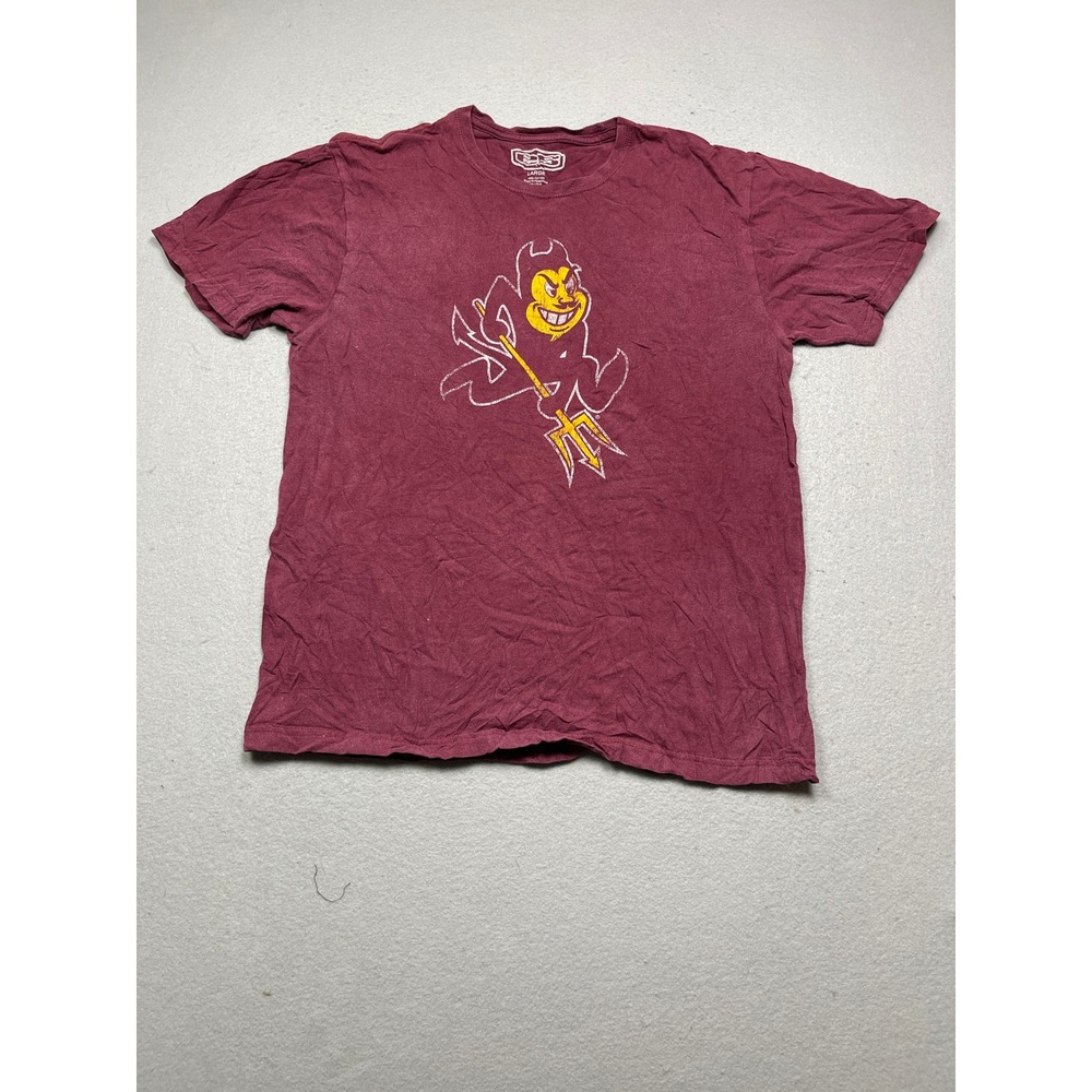 B-S T Shirt Cotton Maroon Large Mens ASU Sparky Sun Devil Graphic Tee